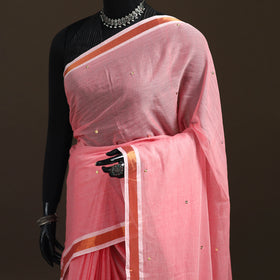 Bengal Zari Border Pure Mul Cotton Saree with Sequin Work 01