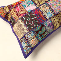 Purple - Khambadiya Patchwork Cotton Pillow Cover (24 x 17 in) 05