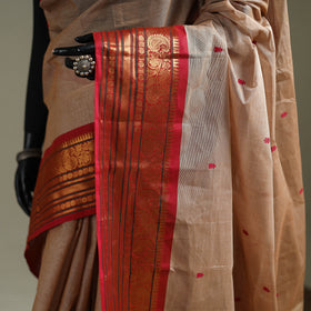 Beige - Kanchipuram Buti Cotton Saree with Border 02