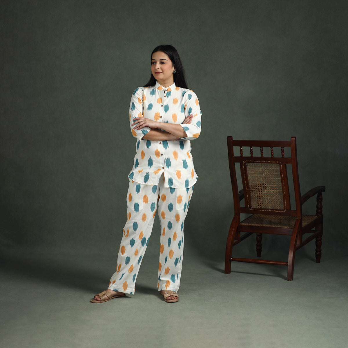 Pochampally Ikat Cotton Night Suit Set for Women 02