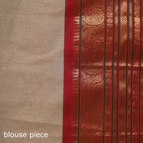 Beige - Kanchipuram Buti Cotton Saree with Border 02