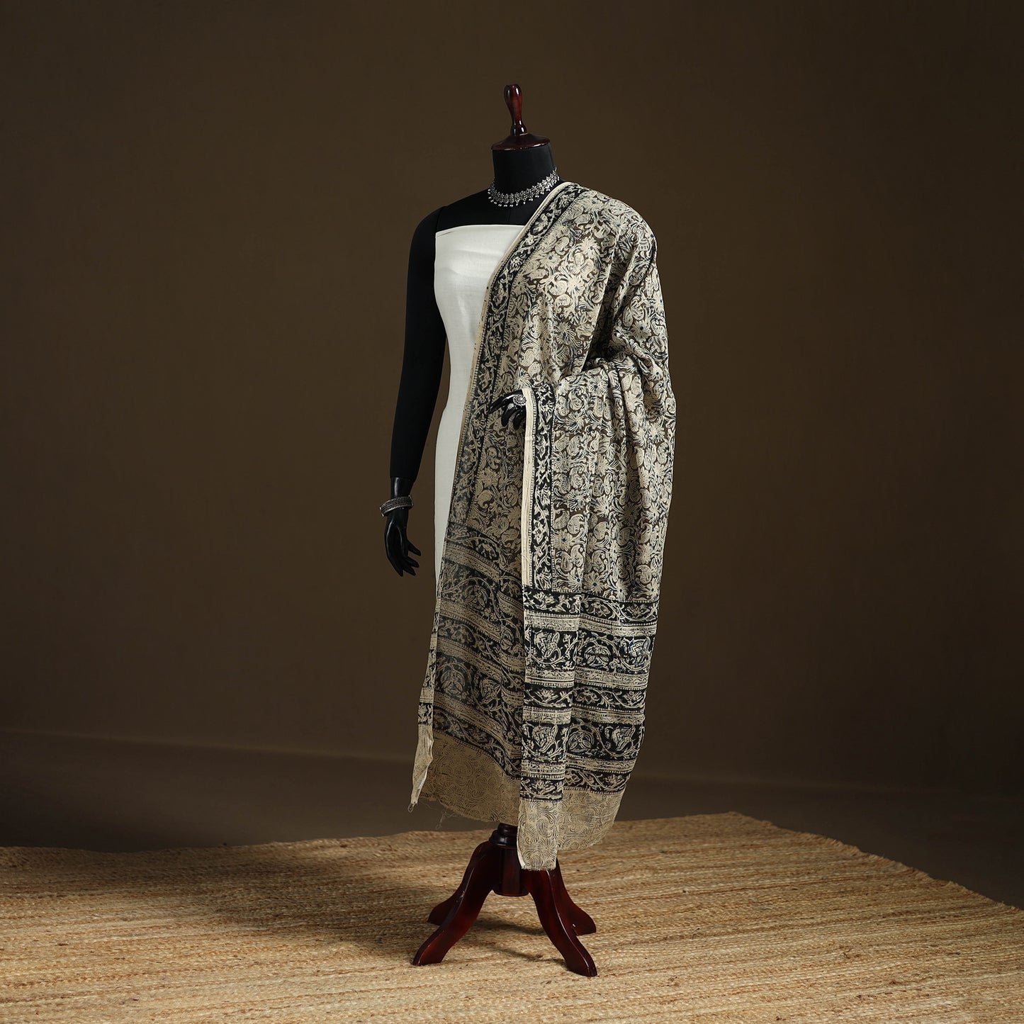 Kalamkari Hand Block Print Natural Dyed Cotton Dupatta 109
