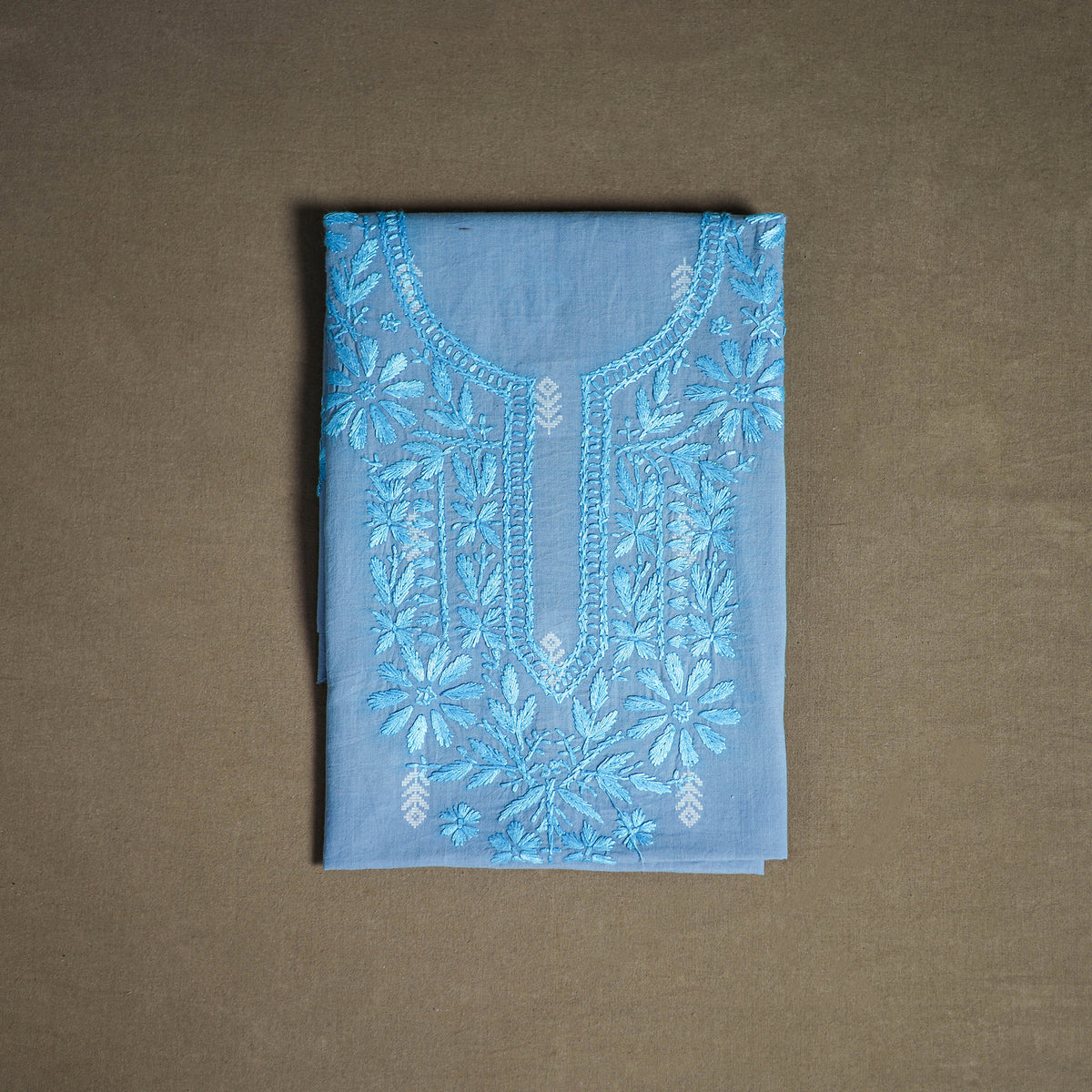 Lucknowi Chikankari Hand Embroidered Cotton Unstitched Kurta Material (2.5M) 24