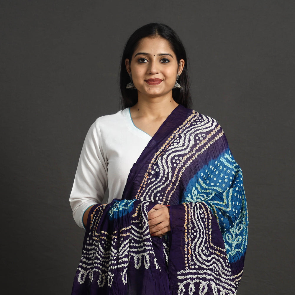 Blue - Kutch Tie-Dye Cotton Bandhani Dupatta 35