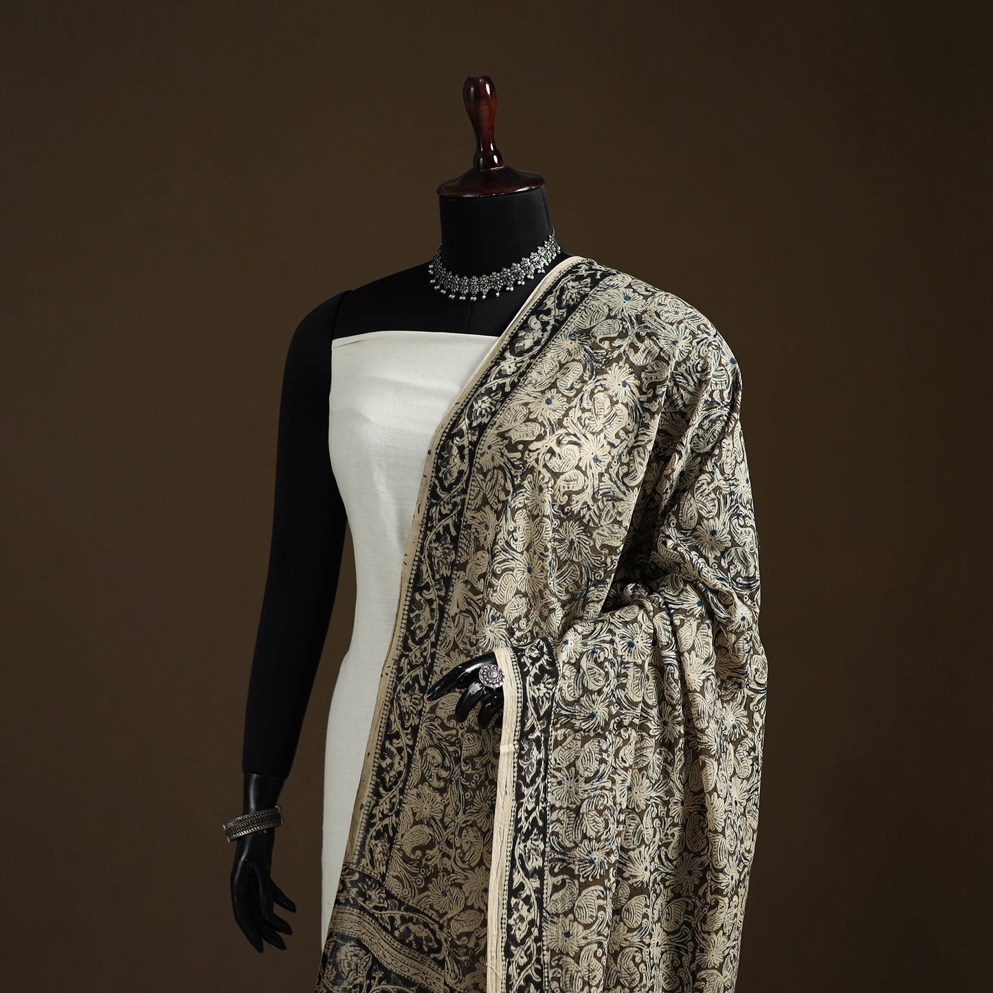 Kalamkari Hand Block Print Natural Dyed Cotton Dupatta 109