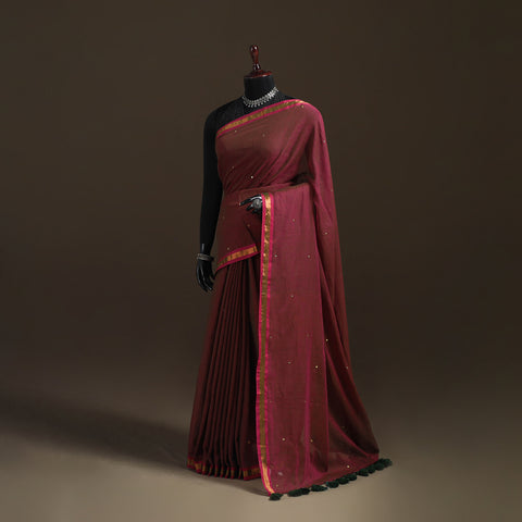 Bengal Zari Border Pure Mul Cotton Saree with Sequin Work 02
