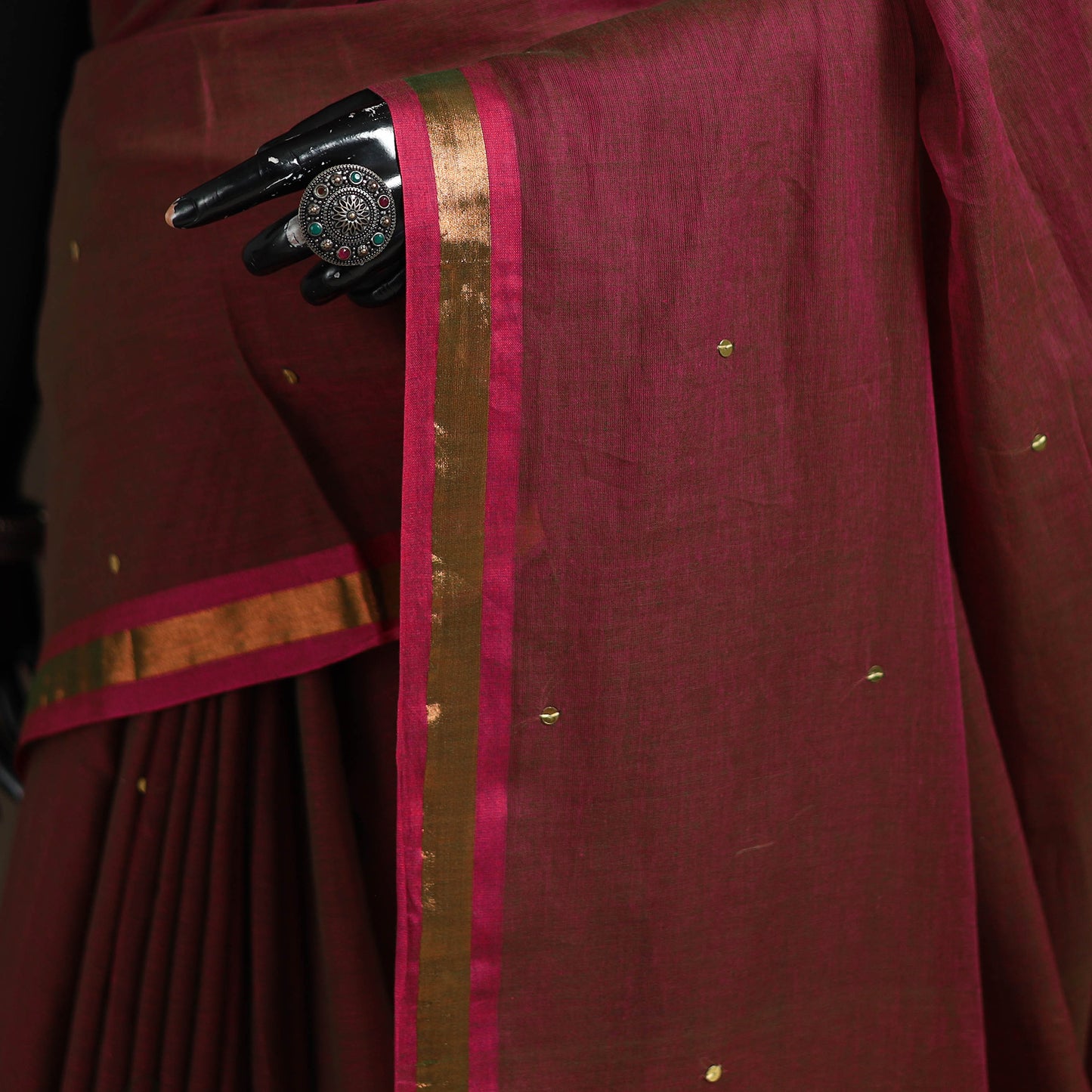Bengal Zari Border Pure Mul Cotton Saree with Sequin Work 02