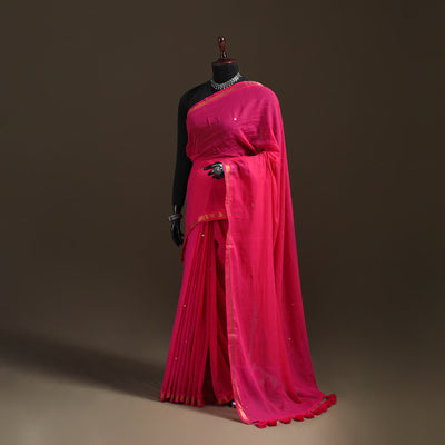 Bengal Zari Border Pure Mul Cotton Saree with Sequin Work 03