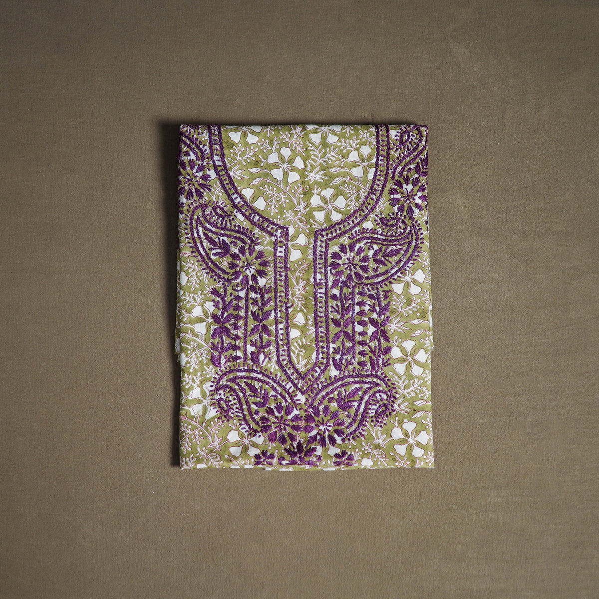 Lucknowi Chikankari Hand Embroidered Cotton Unstitched Kurta Material (2.5M) 33