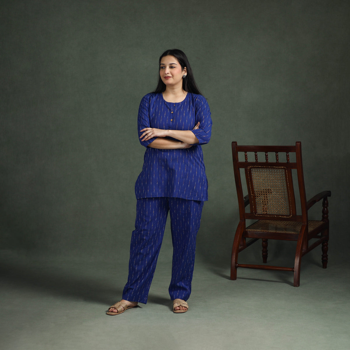 Pochampally Ikat Cotton Night Suit Set for Women 09