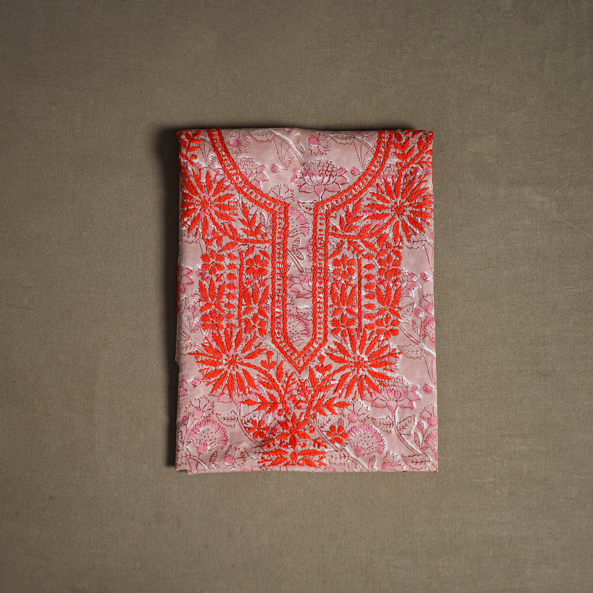 Lucknowi Chikankari Hand Embroidered Cotton Unstitched Kurta Material (2.5M) 34