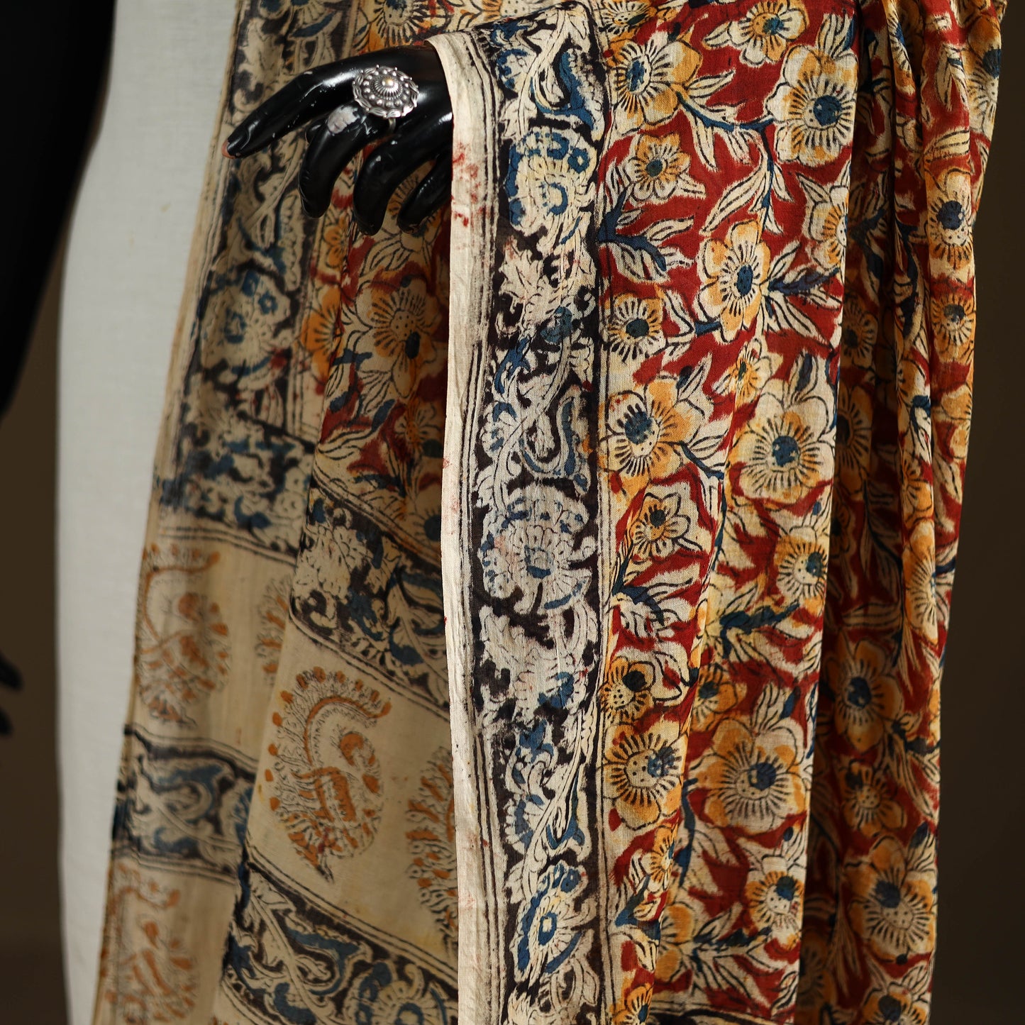 Kalamkari Hand Block Print Natural Dyed Cotton Dupatta 111