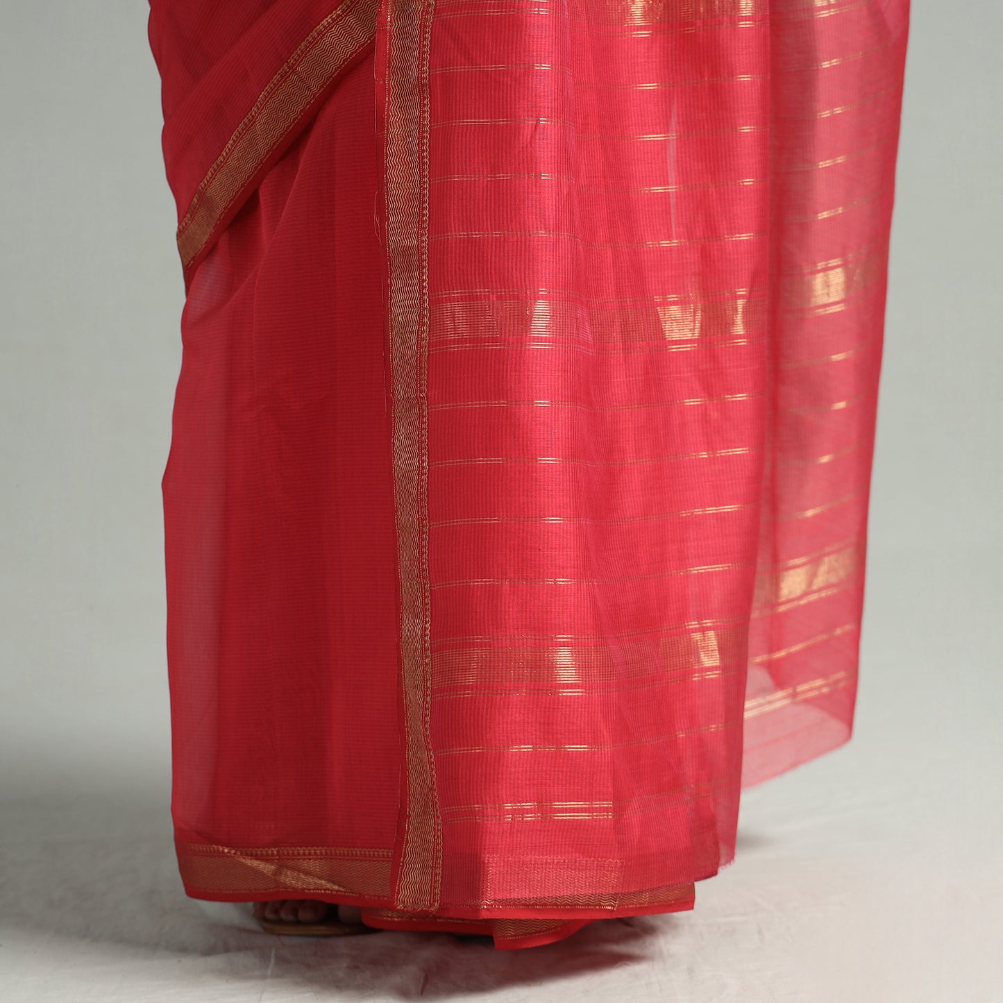 Pink - Traditional Chanderi Silk Cotton Handloom Saree with Zari Border 40