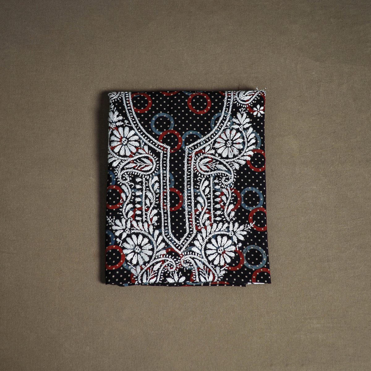 Lucknowi Chikankari Hand Embroidered Cotton Unstitched Kurta Material (2.5M) 37