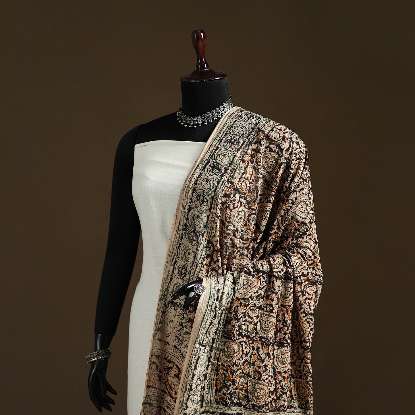 Kalamkari Hand Block Print Natural Dyed Cotton Dupatta 112