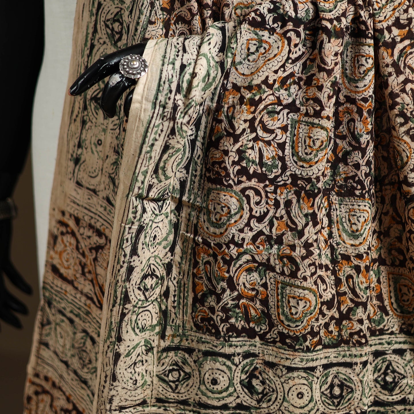 Kalamkari Hand Block Print Natural Dyed Cotton Dupatta 112