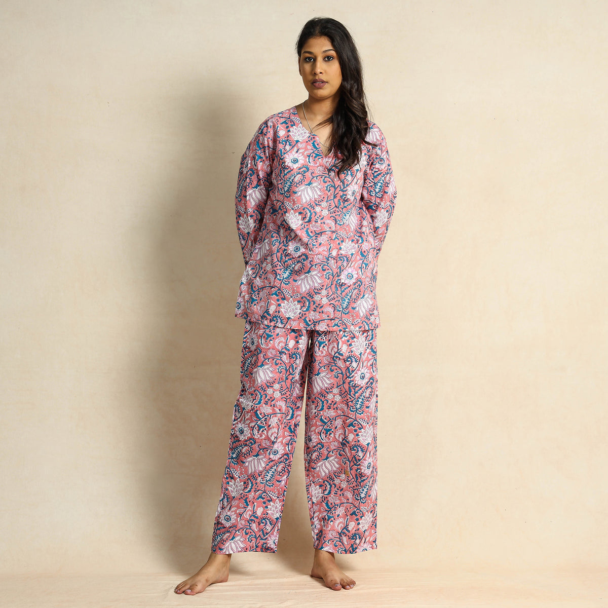 block print night suit