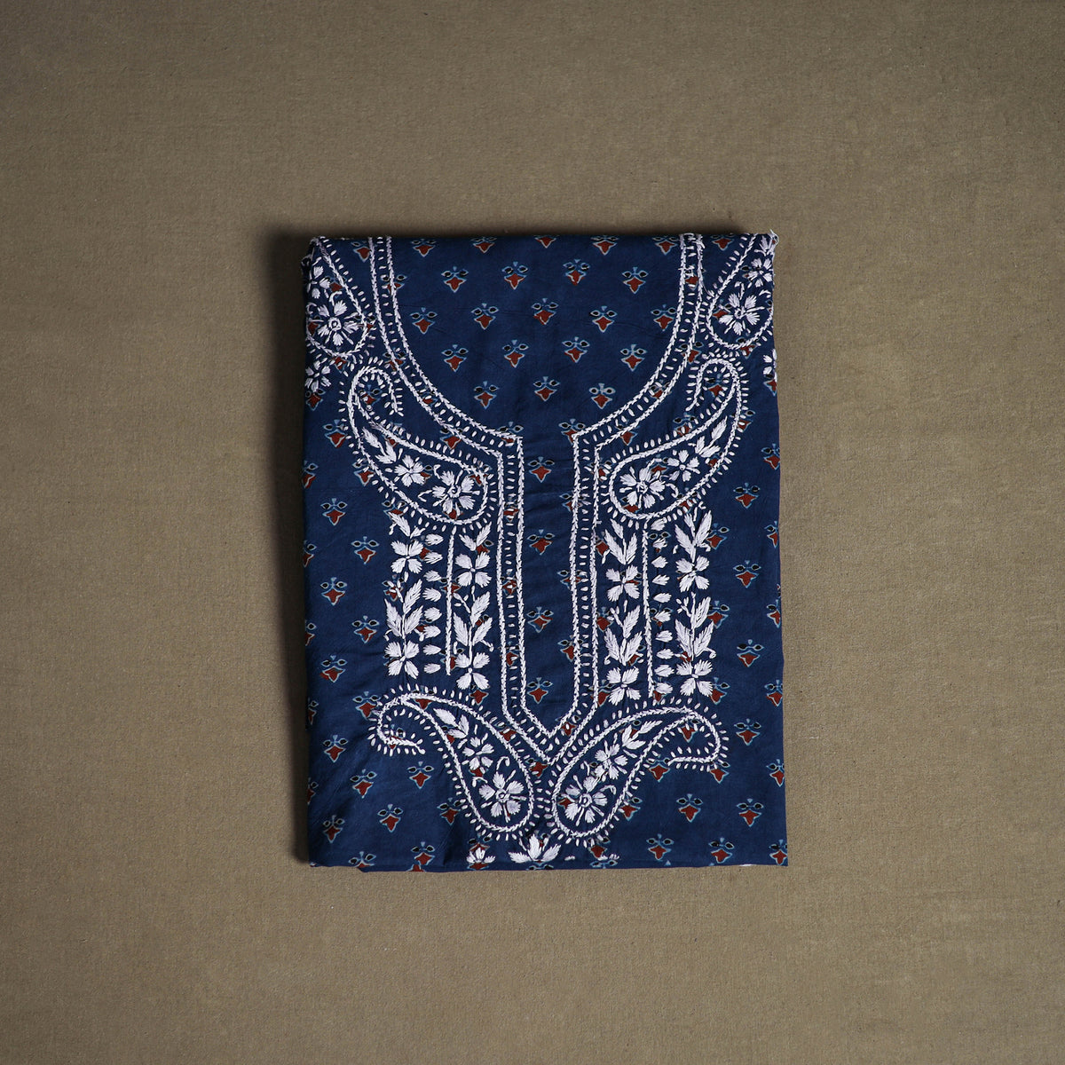 Lucknowi Chikankari Hand Embroidered Cotton Unstitched Kurta Material (2.5M) 39