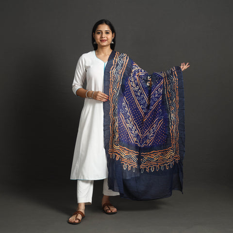 Blue - Kutch Tie-Dye Cotton Bandhani Dupatta 41