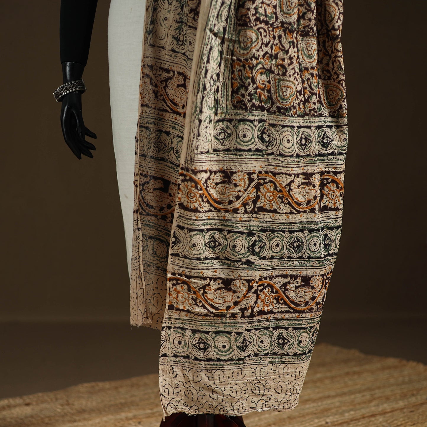 Kalamkari Hand Block Print Natural Dyed Cotton Dupatta 112