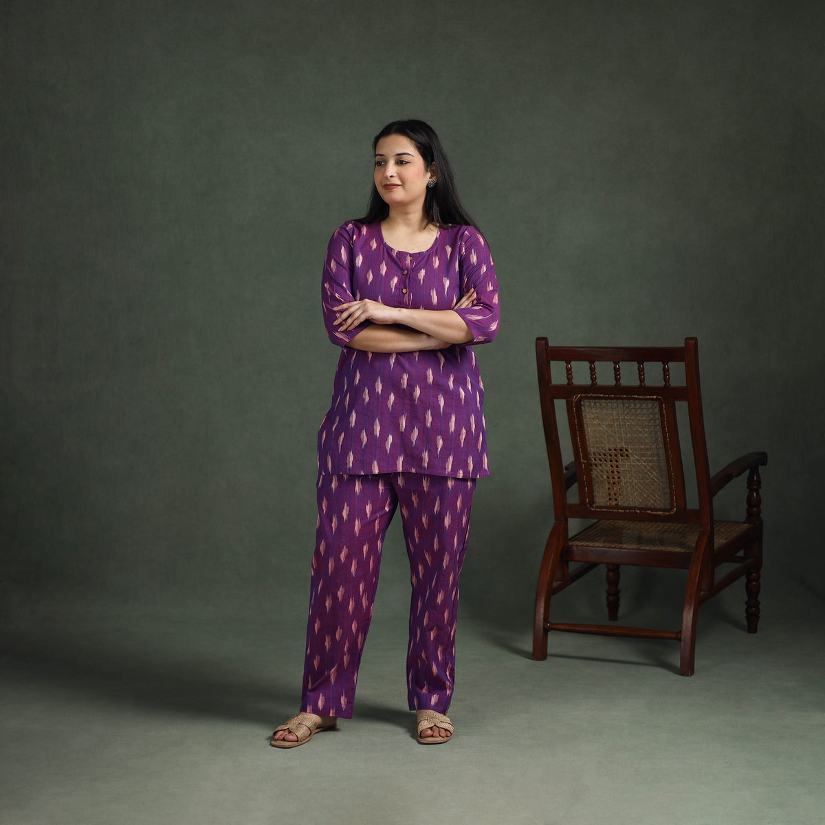 Pochampally Ikat Cotton Night Suit Set for Women 07