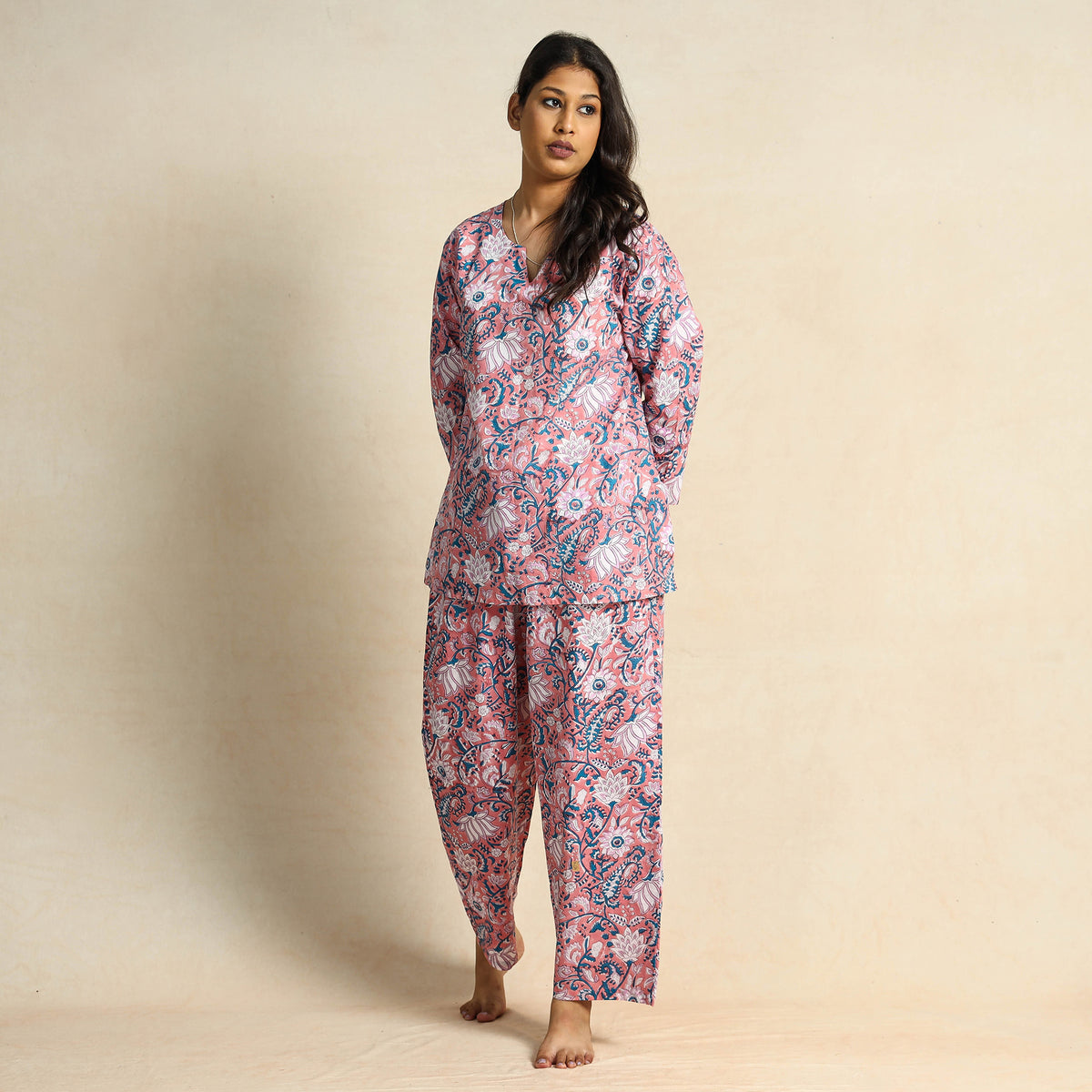 block print night suit