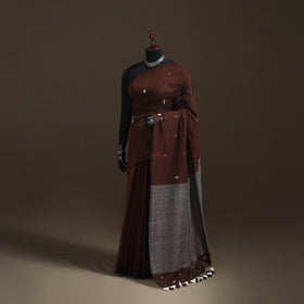 Bengal Pure Mul Cotton Jamdani Saree with Tassels 05