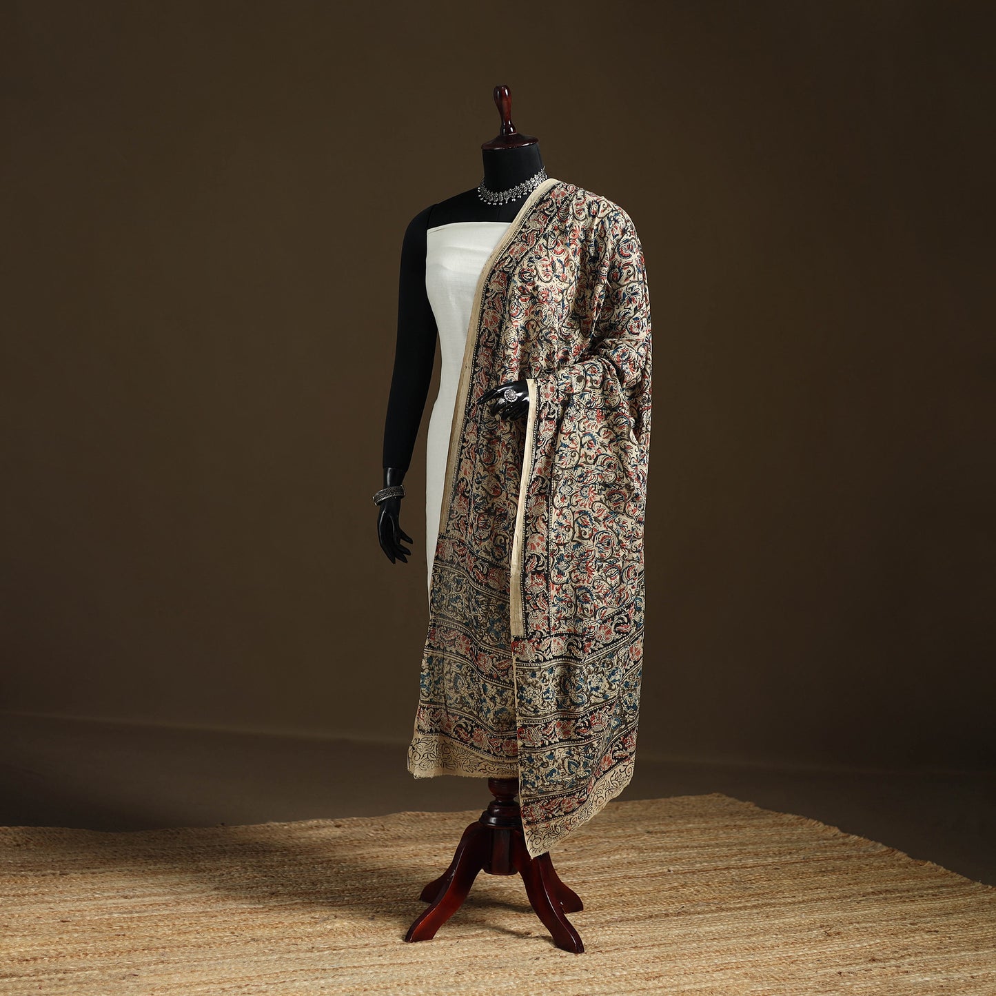 Kalamkari Hand Block Print Natural Dyed Cotton Dupatta 113