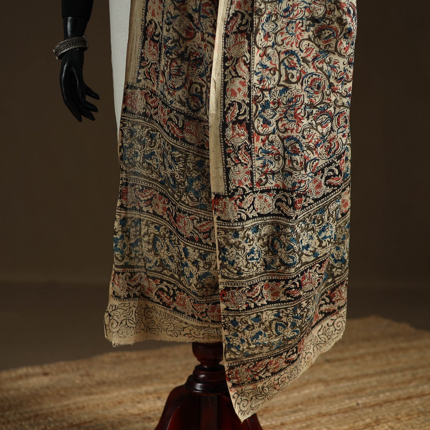 Kalamkari Hand Block Print Natural Dyed Cotton Dupatta 113