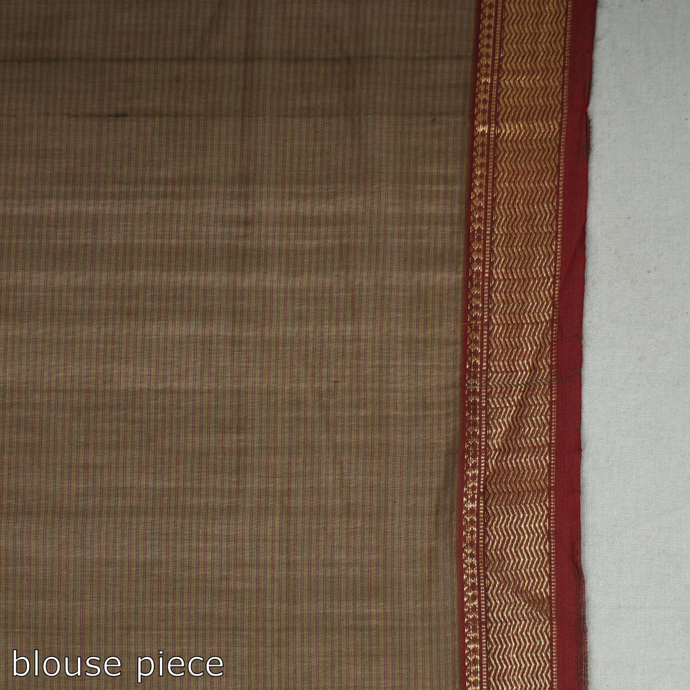 Brown - Traditional Chanderi Silk Cotton Handloom Saree with Zari Border 41