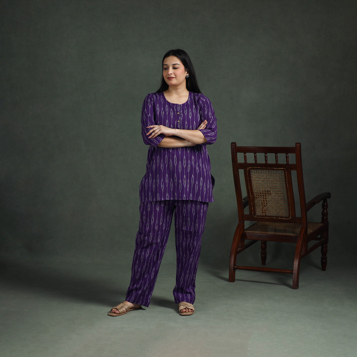 Pochampally Ikat Cotton Night Suit Set for Women 06
