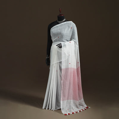 Bengal Pure Mul Cotton Jamdani Saree with Tassels 06