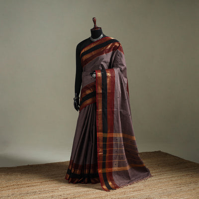 Purple - Kanchipuram Buti Cotton Saree with Border 08