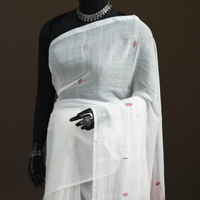 Bengal Pure Mul Cotton Jamdani Saree with Tassels 06