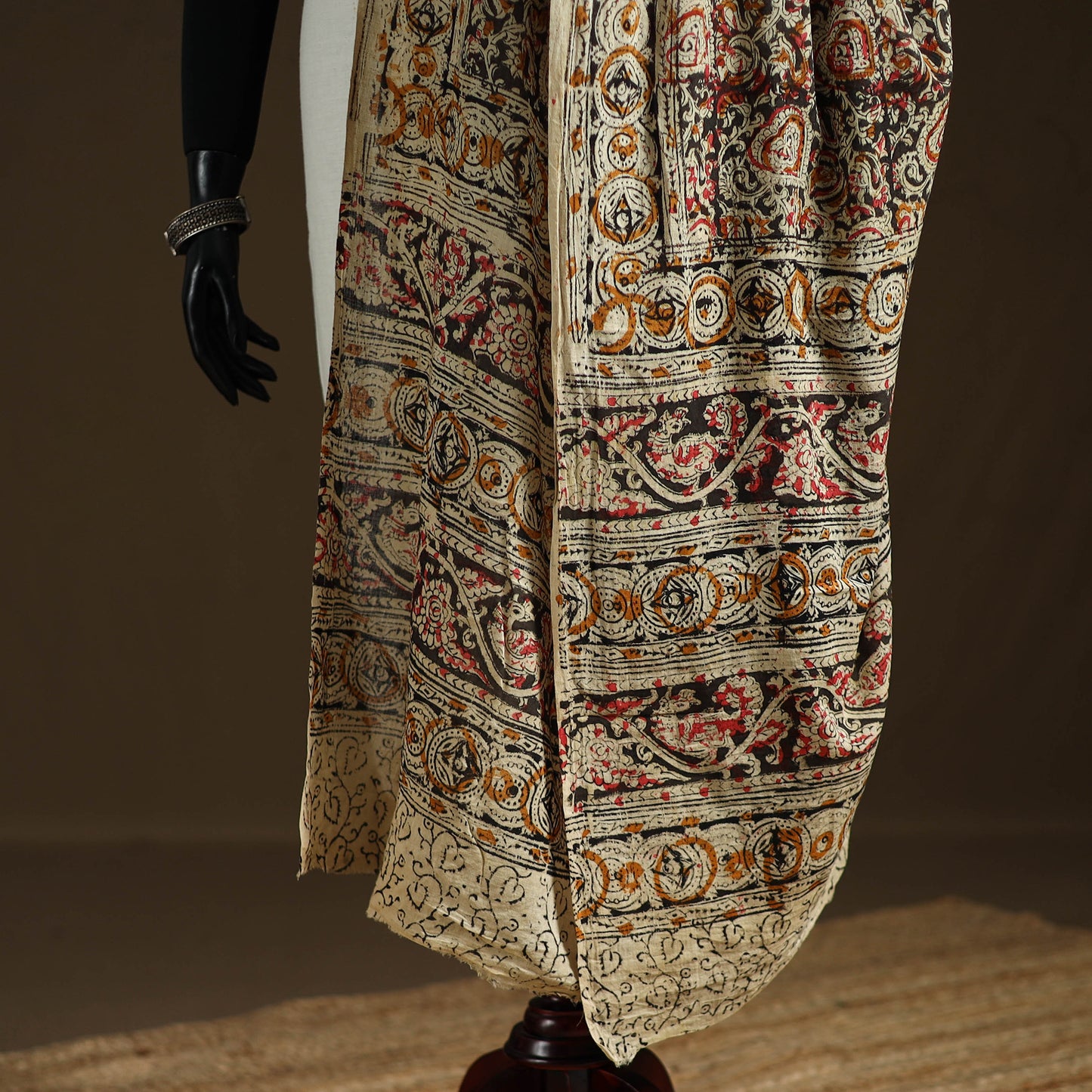 Kalamkari Hand Block Print Natural Dyed Cotton Dupatta 114