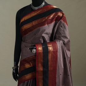 Purple - Kanchipuram Buti Cotton Saree with Border 08