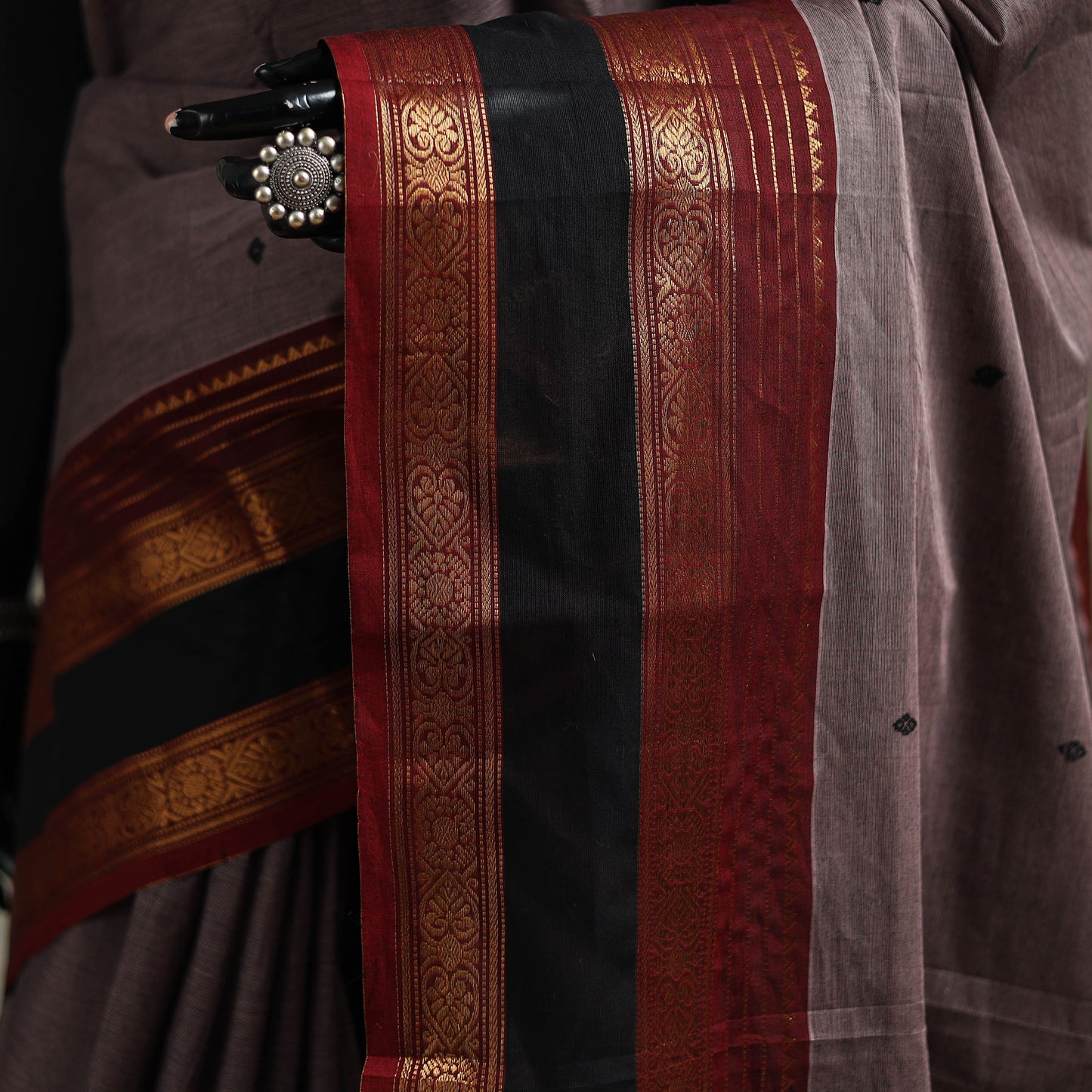 Purple - Kanchipuram Buti Cotton Saree with Border 08