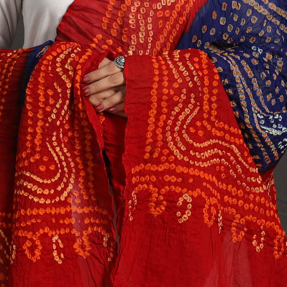 Blue - Kutch Tie-Dye Cotton Bandhani Dupatta 44