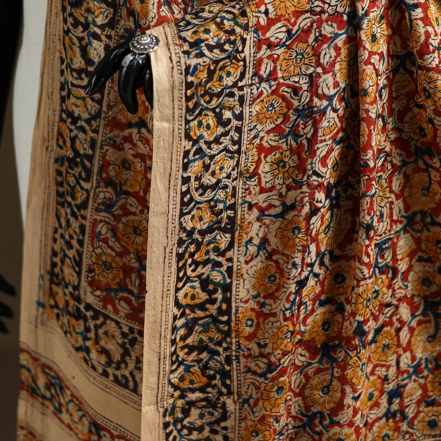 Kalamkari Hand Block Print Natural Dyed Cotton Dupatta 115