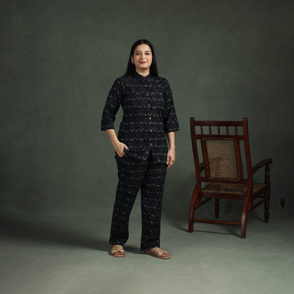 Pochampally Ikat Cotton Night Suit Set for Women 03
