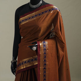 Brown - Kanchipuram Buti Cotton Saree with Border 09