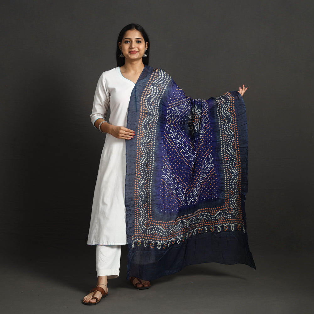 Blue - Kutch Tie-Dye Cotton Bandhani Dupatta 46