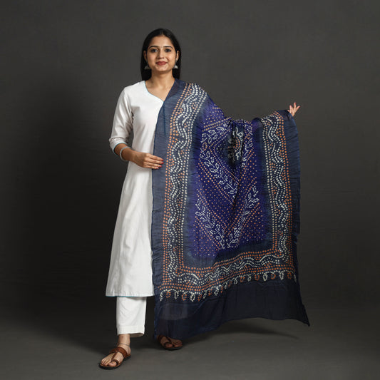 Blue - Kutch Tie-Dye Cotton Bandhani Dupatta 46