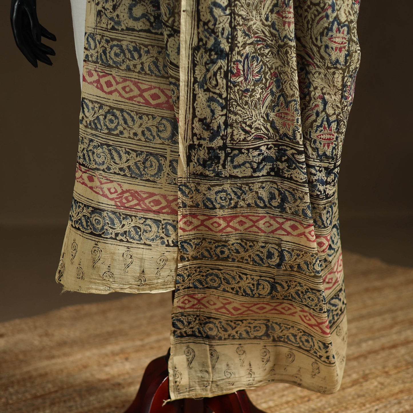 Kalamkari Hand Block Print Natural Dyed Cotton Dupatta 116