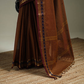 Brown - Kanchipuram Buti Cotton Saree with Border 09