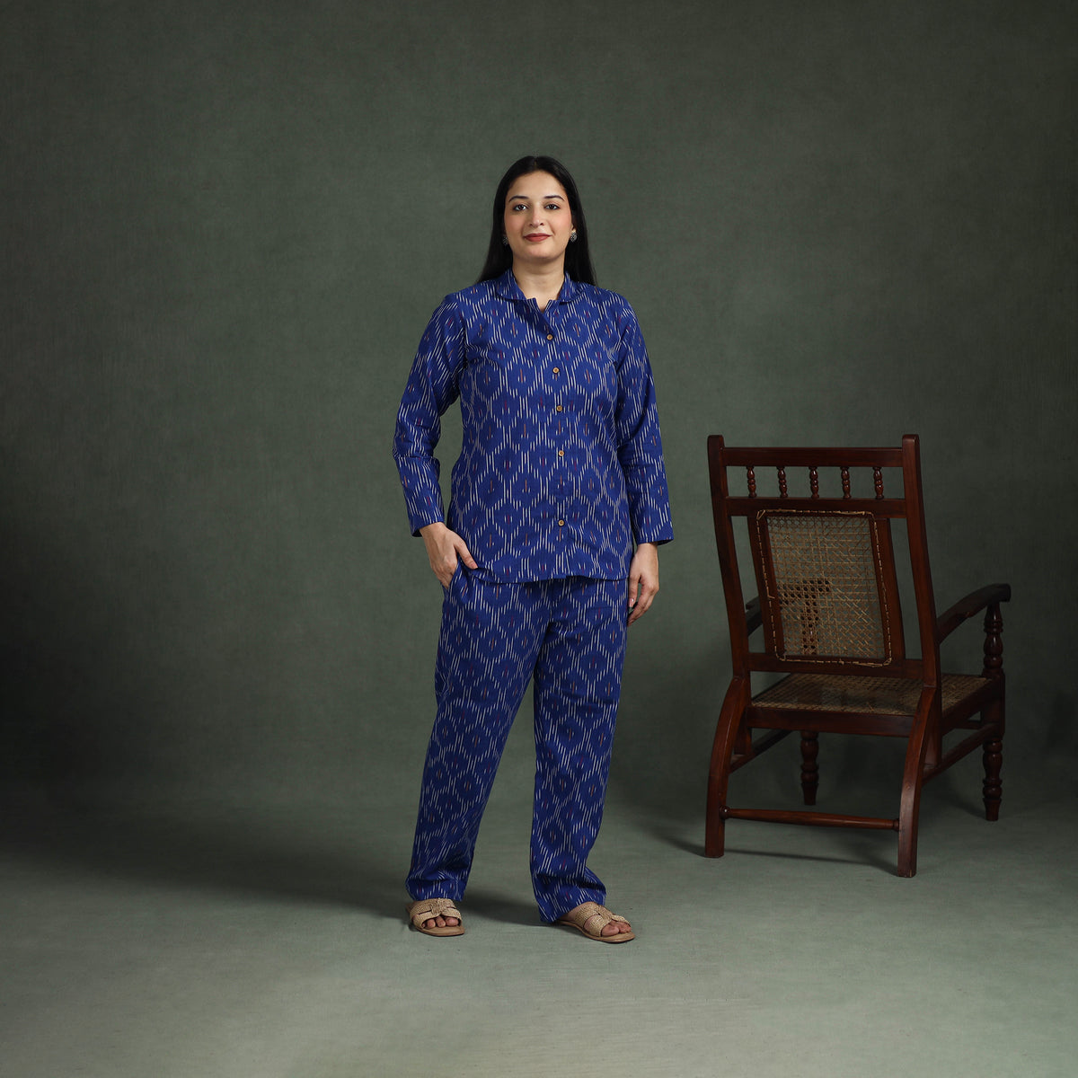 Pochampally Ikat Cotton Night Suit Set for Women 15