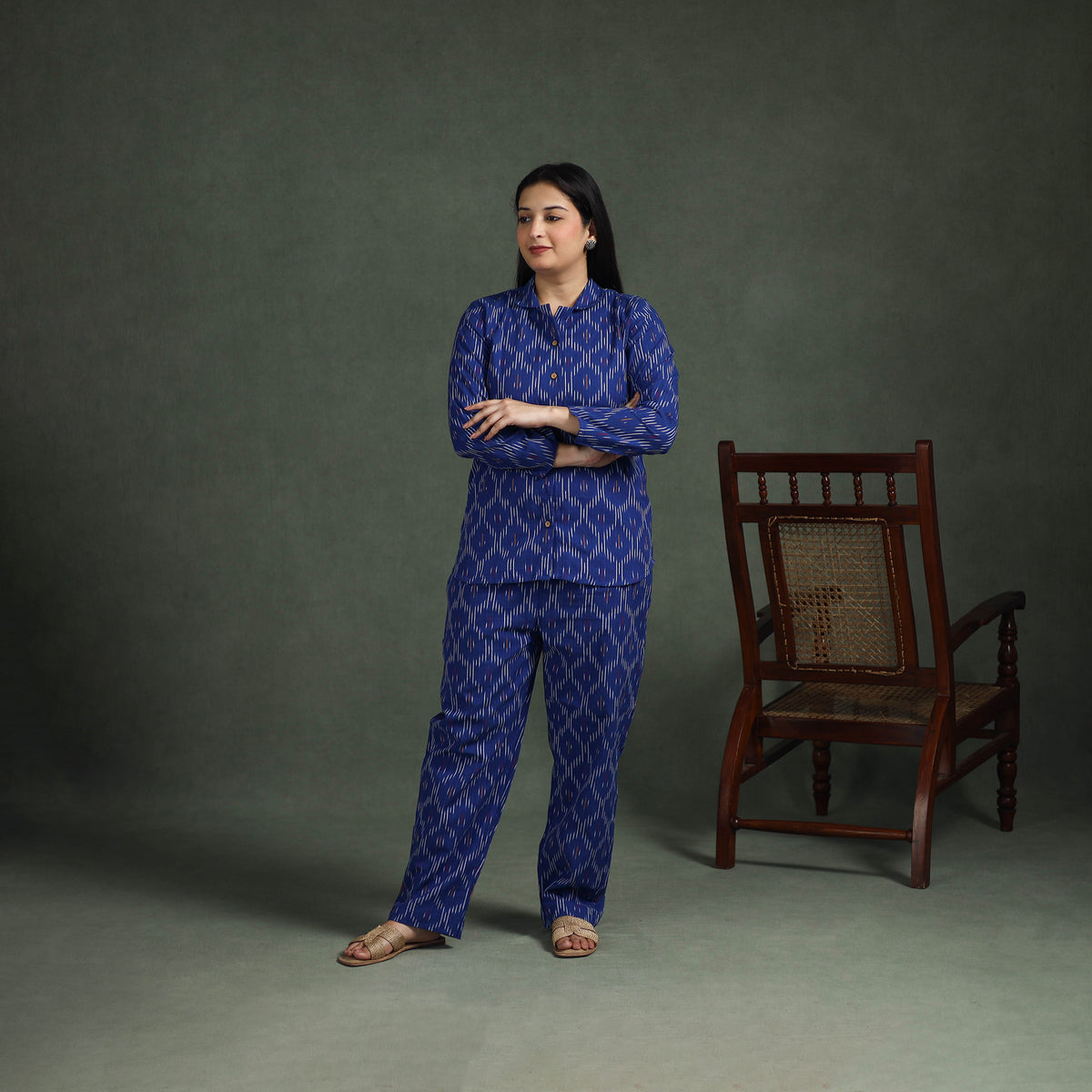 Pochampally Ikat Cotton Night Suit Set for Women 15