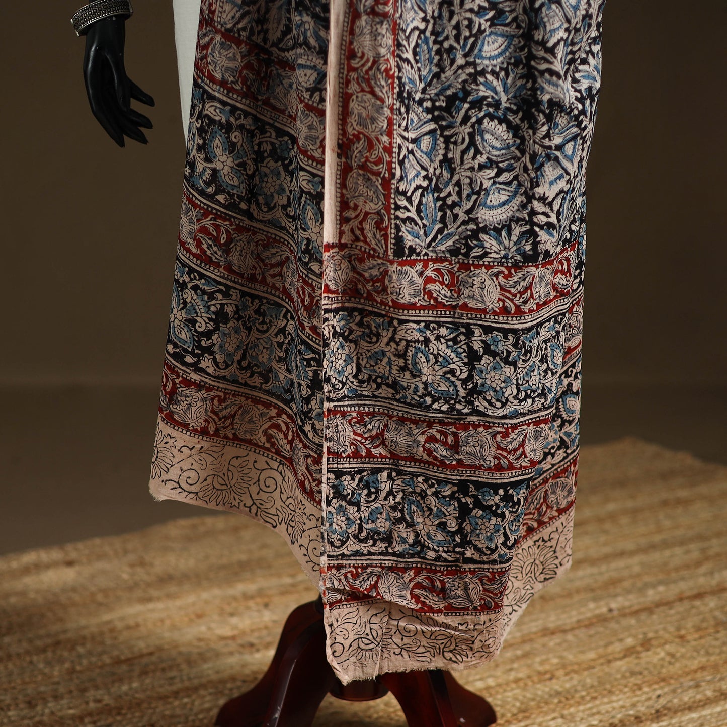 Kalamkari Hand Block Print Natural Dyed Cotton Dupatta 117