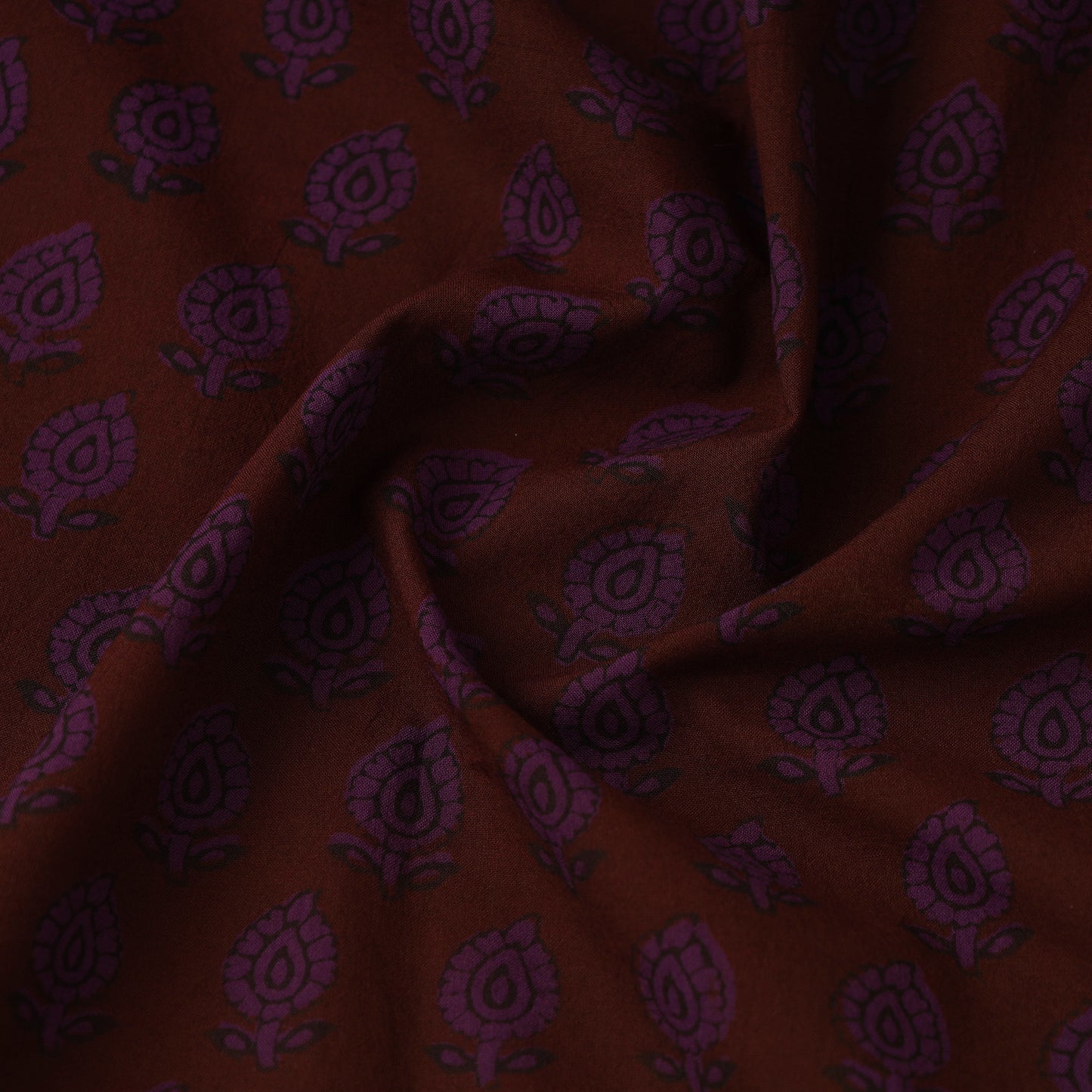 Maroon Bagh Hand Block Print Natural Dyed Cotton Fabric