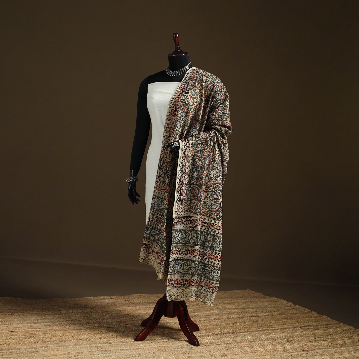 Kalamkari Hand Block Print Natural Dyed Cotton Dupatta 118